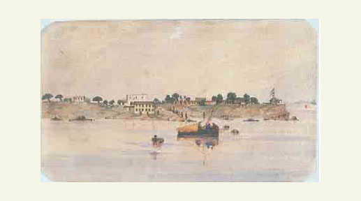 Dakar - Dessin, école française, 1855 - Paris, musée du quai Branly - RMN Hervé Lewandowski - JX1953