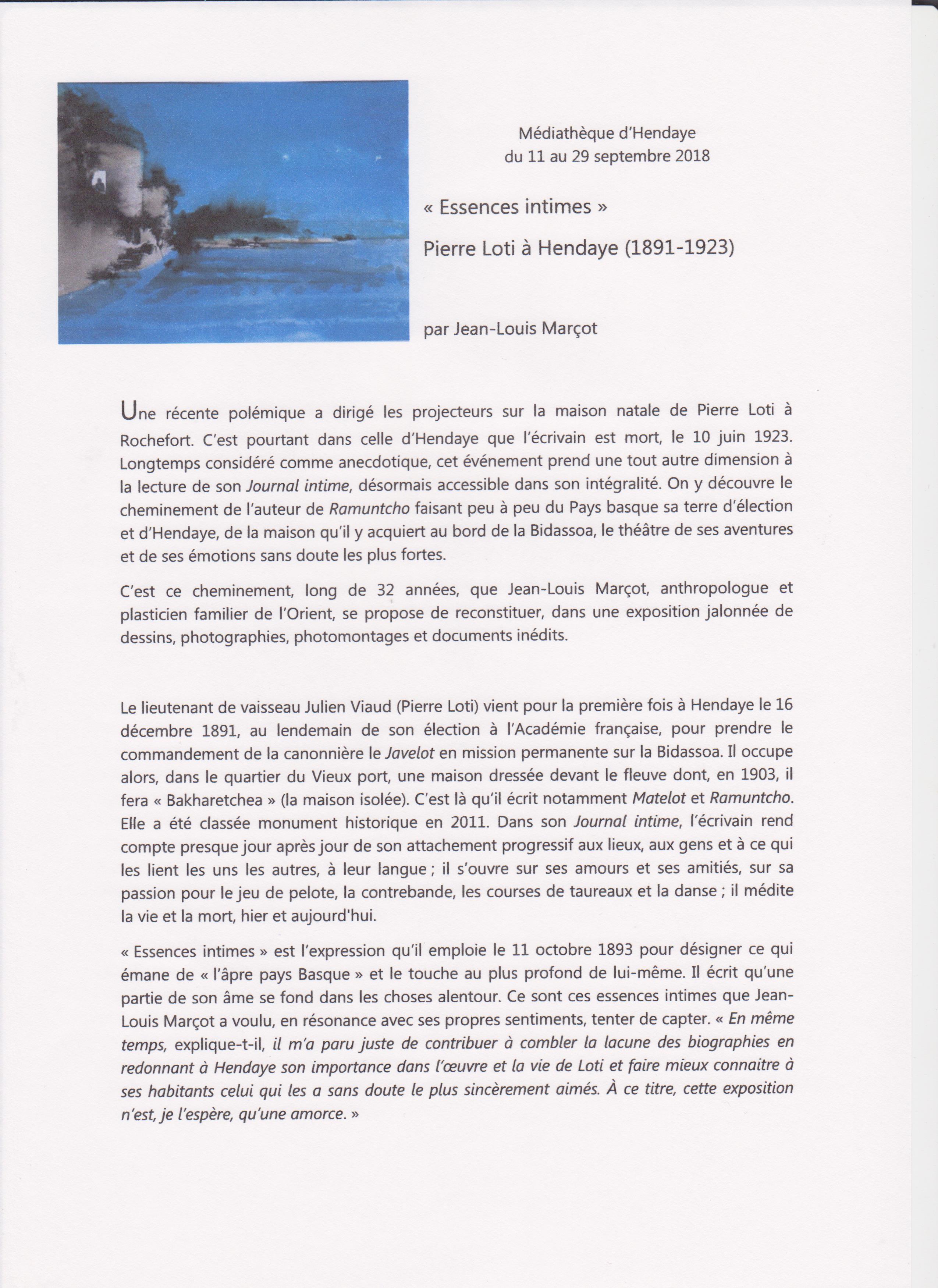 affiche Essences intimes Loti- Marçot