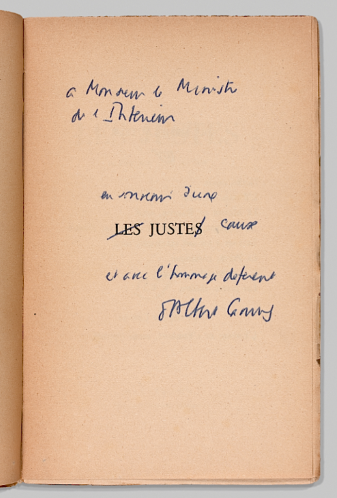 dedicace albert-camus àmitterrand-1954-1955