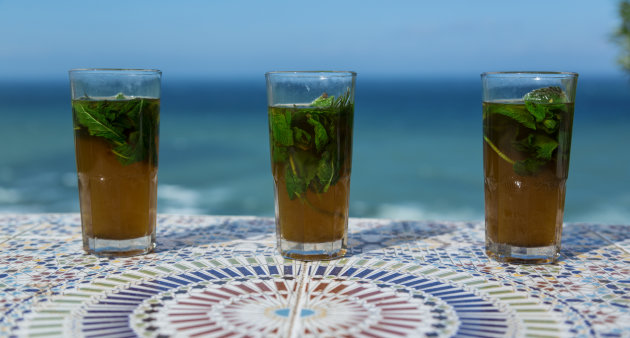 Mint Tea, Cafe Hafa,Tangier, Morocco