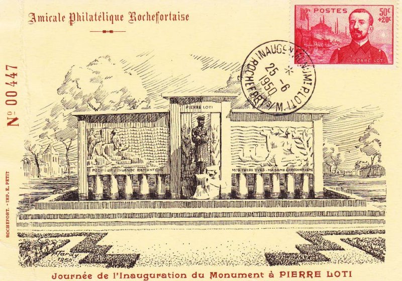Loti Pierre timbre 1950 enveloppe inauguration Mt Loti