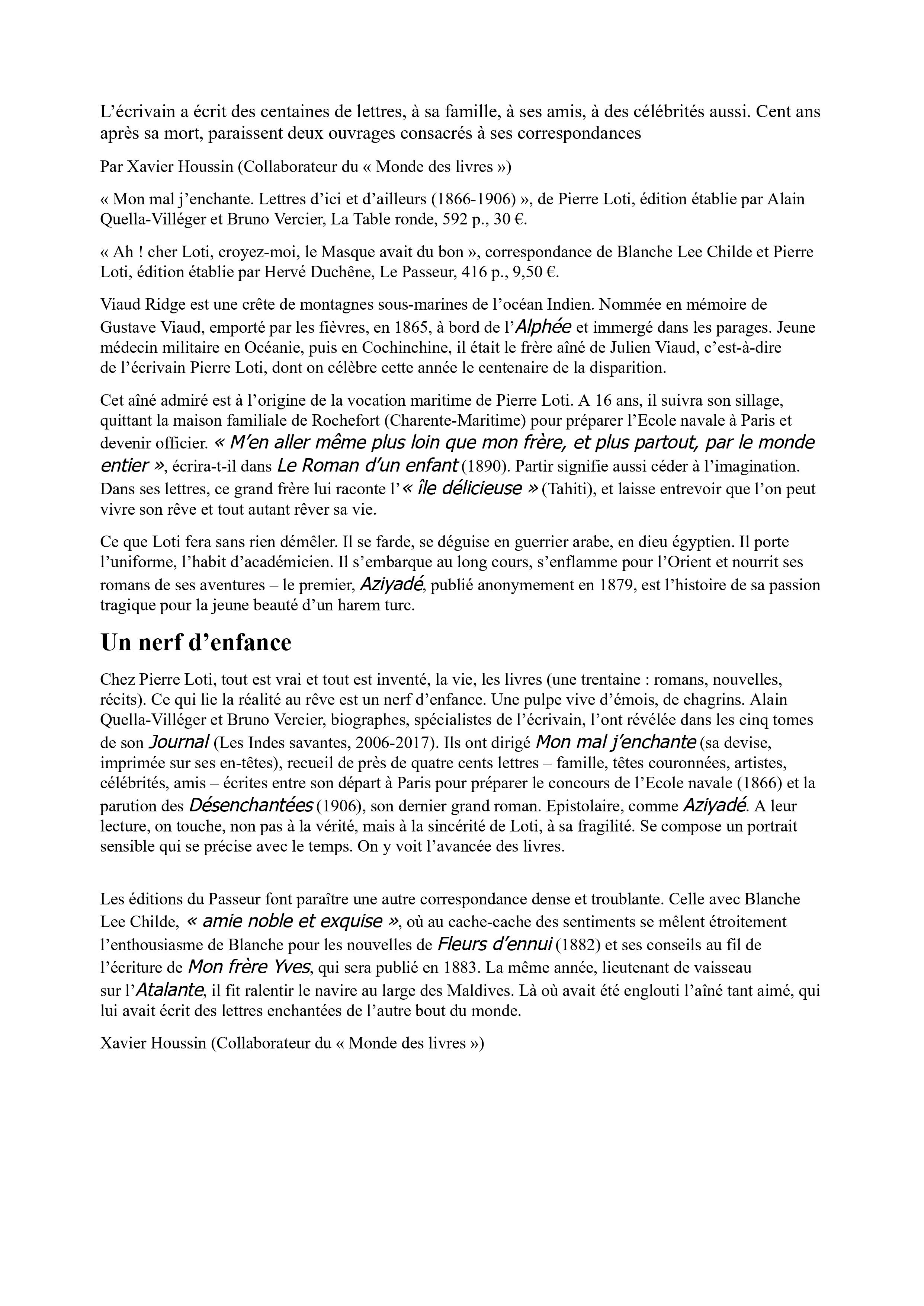 Pierre Loti épistolier, des ponts entre rêves et réalité