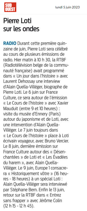 Pierre Loti sur les ondes