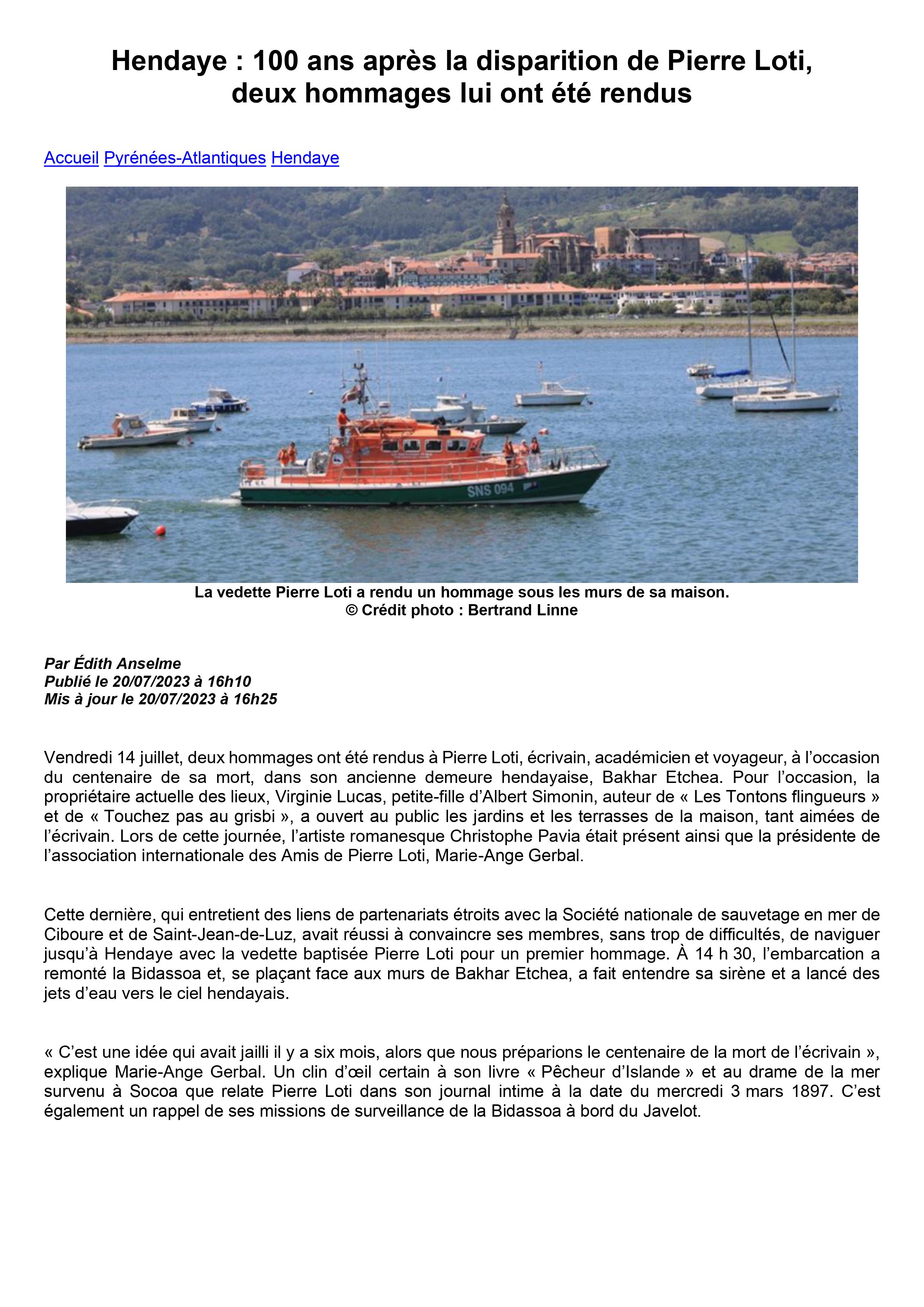 1-2023-7-20 SO 100 ans apres la disparition de Pierre Loti